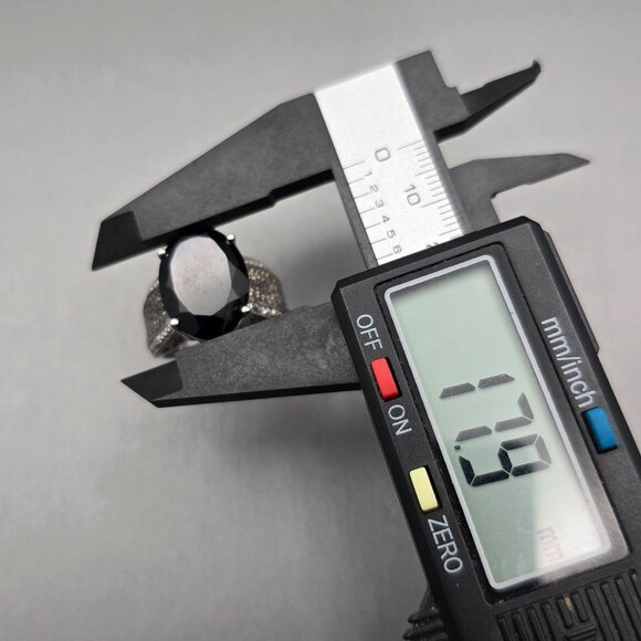 STS Sterling Silver Black Spinel Cathedral Ring Size 8 Ornate Filigree 10g - Picture 12 of 16